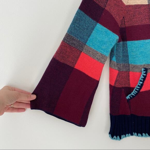 Anthropologie Monogram Plaid Zipper Sweater Small - Picture 7 of 10